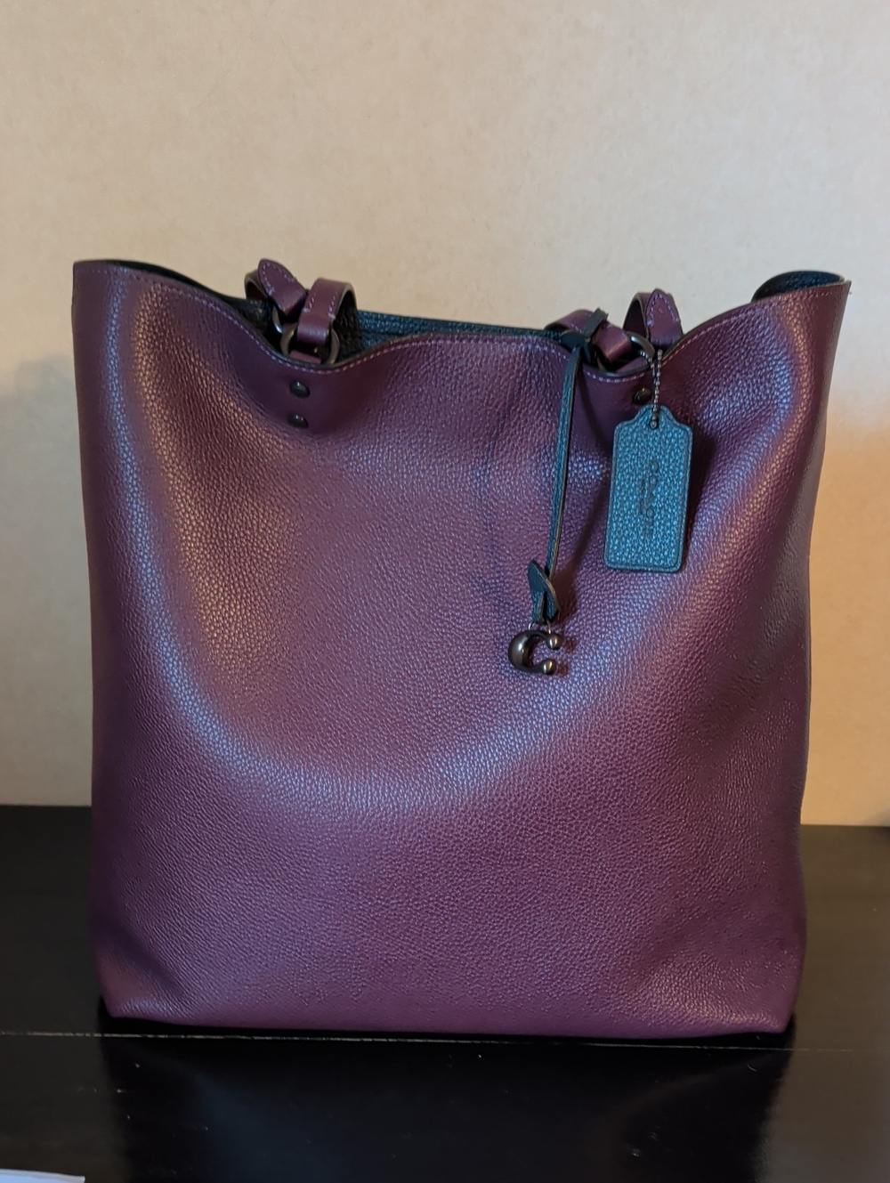 Coach Deep Purple Pebble Leather Tote